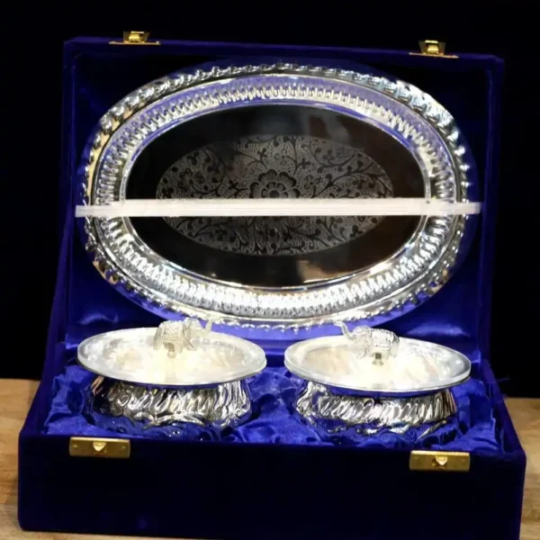 2 Elephant Bowl & Tray With Box