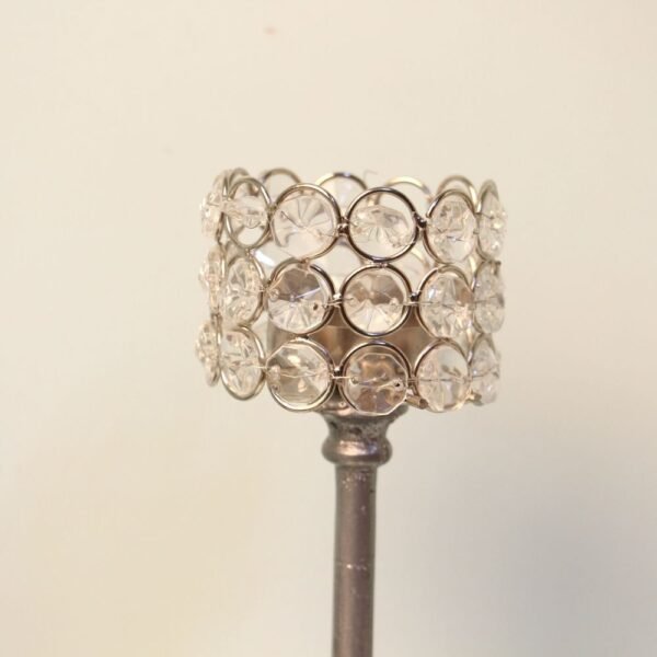 5470b32f-e58c-4126-91eb-bd3deb03d232.jpg Elegant Crystal Votive Candlestick - 9.5 ′′ Tall Silver-Toned Centerpiece