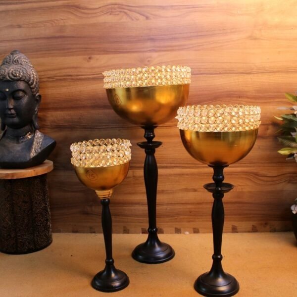 Iron Crystal Bowl Stand Set Of 3