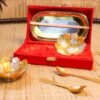 GERMAN SILVER LOTUS BOWL SET WITH TRAY