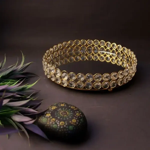 Silver Crystal Round Tray