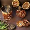 Meenakari Printed Peacock Dibba Set Of 5